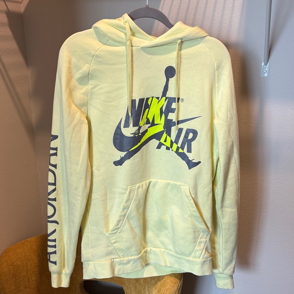 Nike Air Jordan Men's Neon Yellow Hoodie